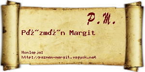Pázmán Margit névjegykártya